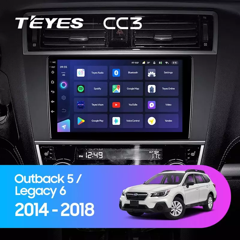 Комплект магнитолы TEYES CC3 9.0" для Subaru Outback BS 2014-2018