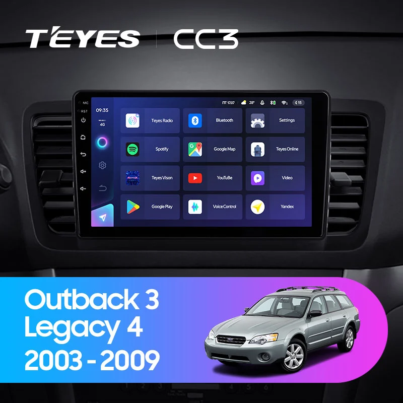Комплект магнитолы TEYES CC3 9.0" для Subaru Outback BP 2003-2009