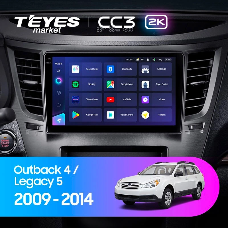 Комплект магнитолы TEYES CC3 2K 9.5" для Subaru Legacy BM/BR 2009-2014
