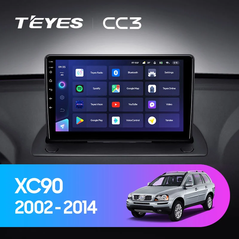 Комплект магнитолы TEYES CC3 9.0" для Volvo XC90 I 2002-2014