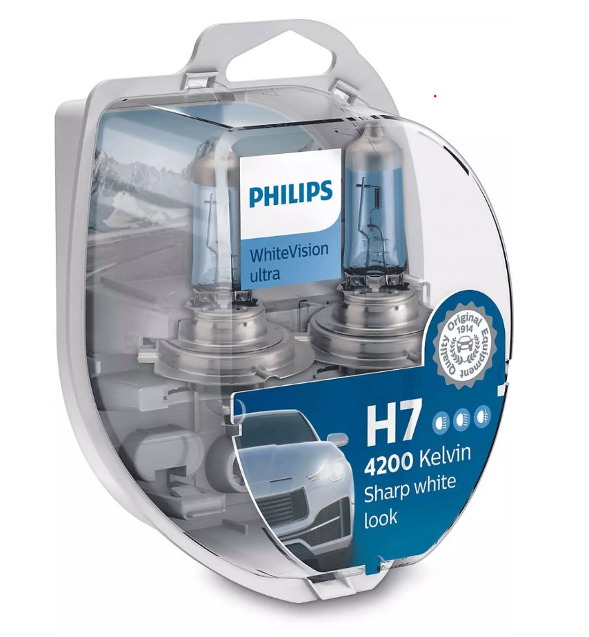 Автомобильная лампа Philips H7+W5W 12V-55W (PX26d) + 12V-5W (W2,1x9,5d) (голубой спктр) Blue Vision (по 2шт.) - фото