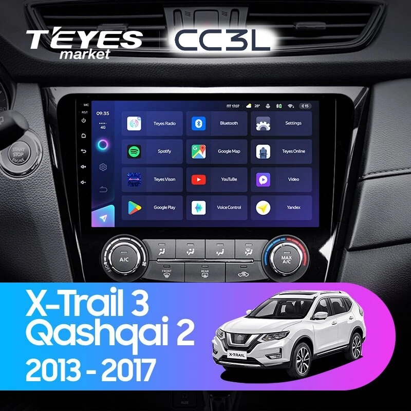 Комплект магнитолы TEYES CC3L 10.2" для Nissan X-Trail