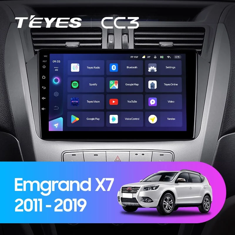 Комплект магнитолы TEYES CC3 9.0" для Geely Emgrand X7 I 2011-2019
