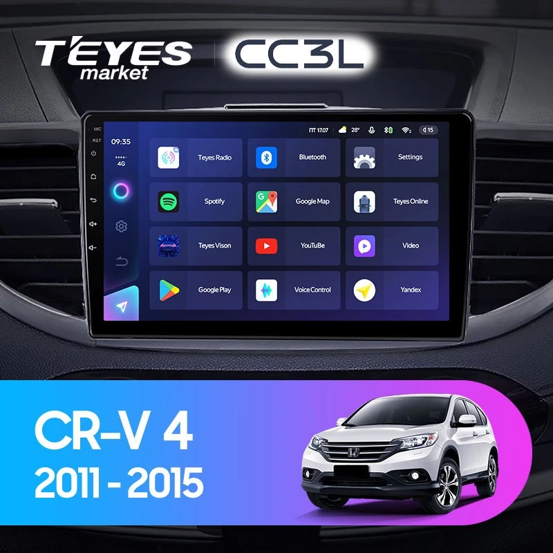 Комплект магнитолы TEYES CC3L 10.2" для Honda CR-V