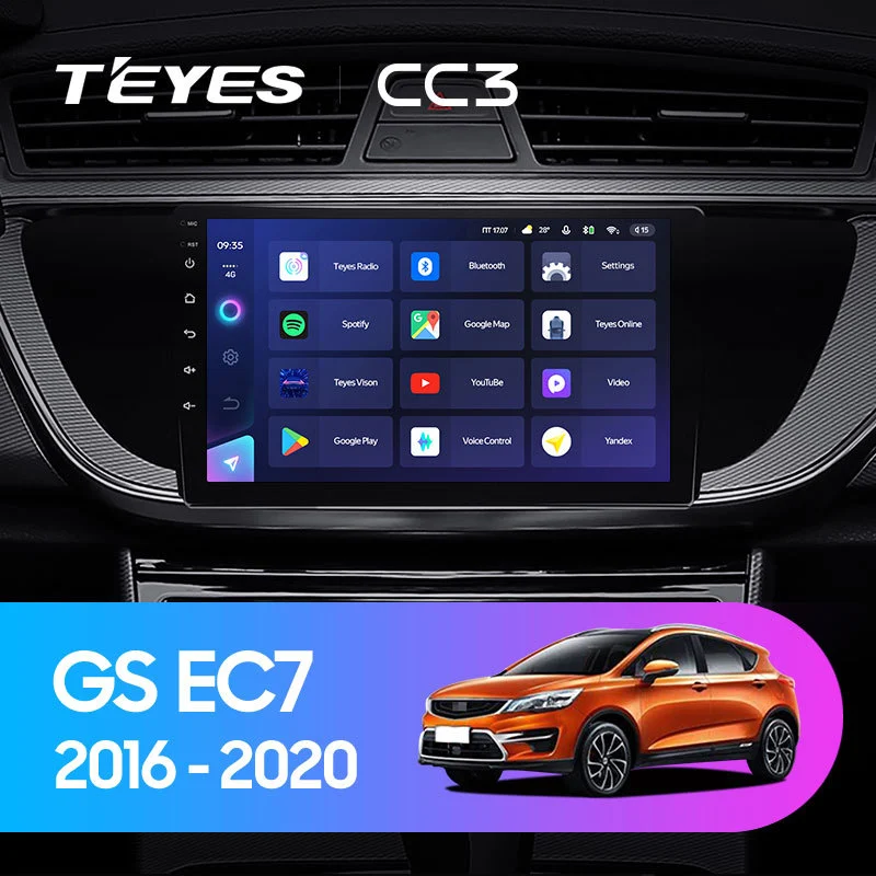 Комплект магнитолы TEYES CC3 9.0" для Geely GS I 2016-2023