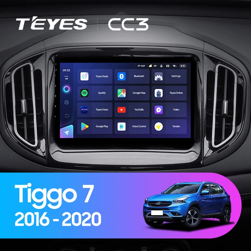 Комплект магнитолы TEYES CC3 9.0" для Chery Tiggo 7 I 2016-2020