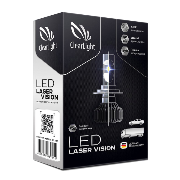 Лампа LED Clearlight Laser Vision H8/H9/H11 4300 lm 24W с обманкой (2шт) - фото