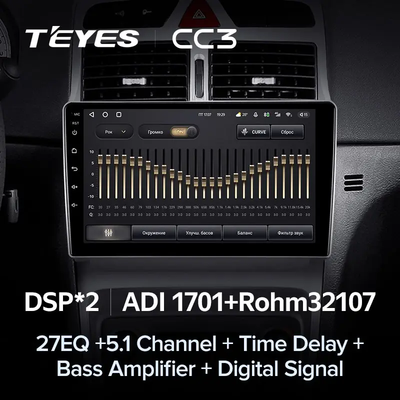 Комплект магнитолы TEYES CC3L 9.0" для Peugeot 307