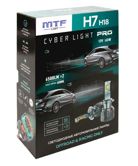 Комплект биксеноновых модулей MTF Light Cyber Light Pro, H7/18, 12V, 65W, 6500lm, 6000K - фото