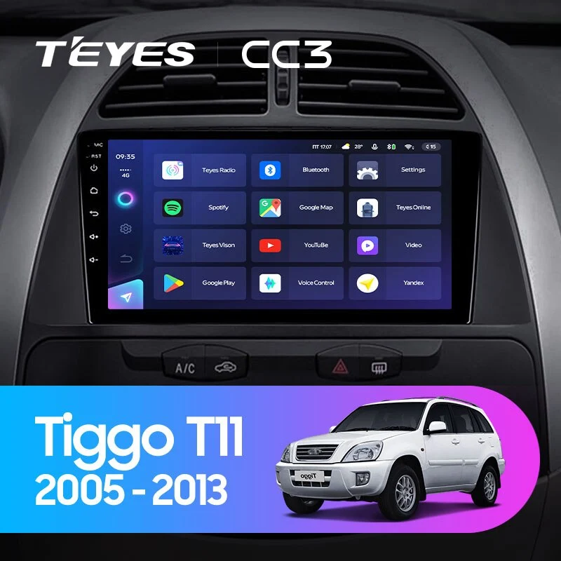 Комплект магнитолы TEYES CC3 9.0" для Chery Tiggo (T11) 2005-2013