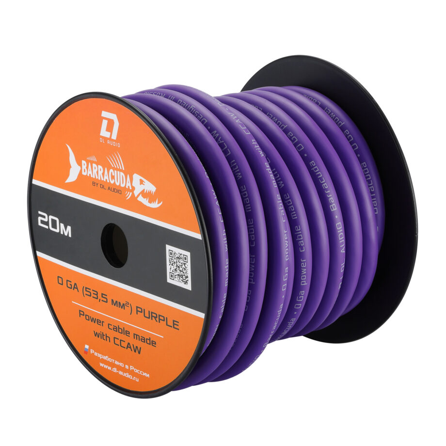 Силовой кабель DL Audio Barracuda Power Cable 0 Ga Purple (1б-20м) (1м) - фото
